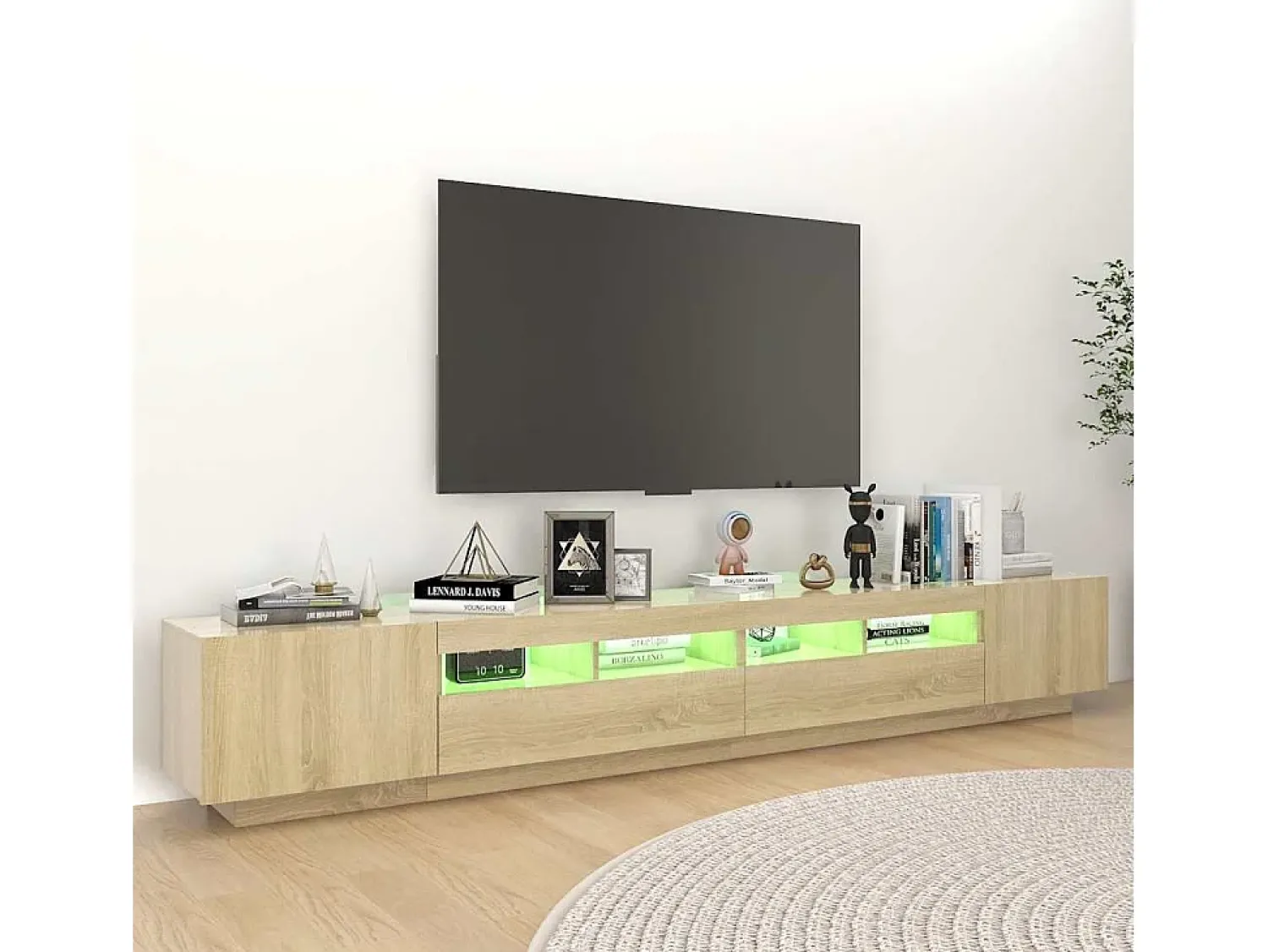 Móvel De Tv*vidaxl Móvel de TV com luzes LED 260x35x40 cm carvalho sonoma Castanho