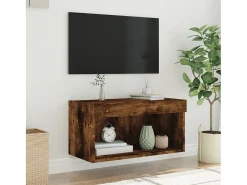Móvel De Tv* Móvel de TV com luzes LED 60x30x30 cm carvalho fumado PT756177 Castanho