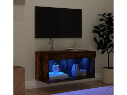 Móvel De Tv* Móvel de TV com luzes LED 60x30x30 cm carvalho fumado PT756177 Castanho