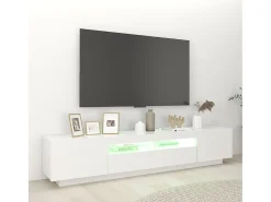 Móvel De Tv* Móvel de TV com luzes LED 200x35x40 cm PT297946 Branco