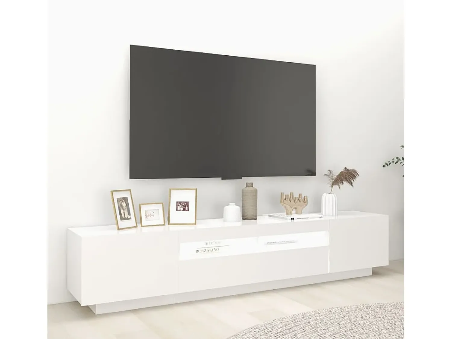 Móvel De Tv* Móvel de TV com luzes LED 200x35x40 cm PT297946 Branco