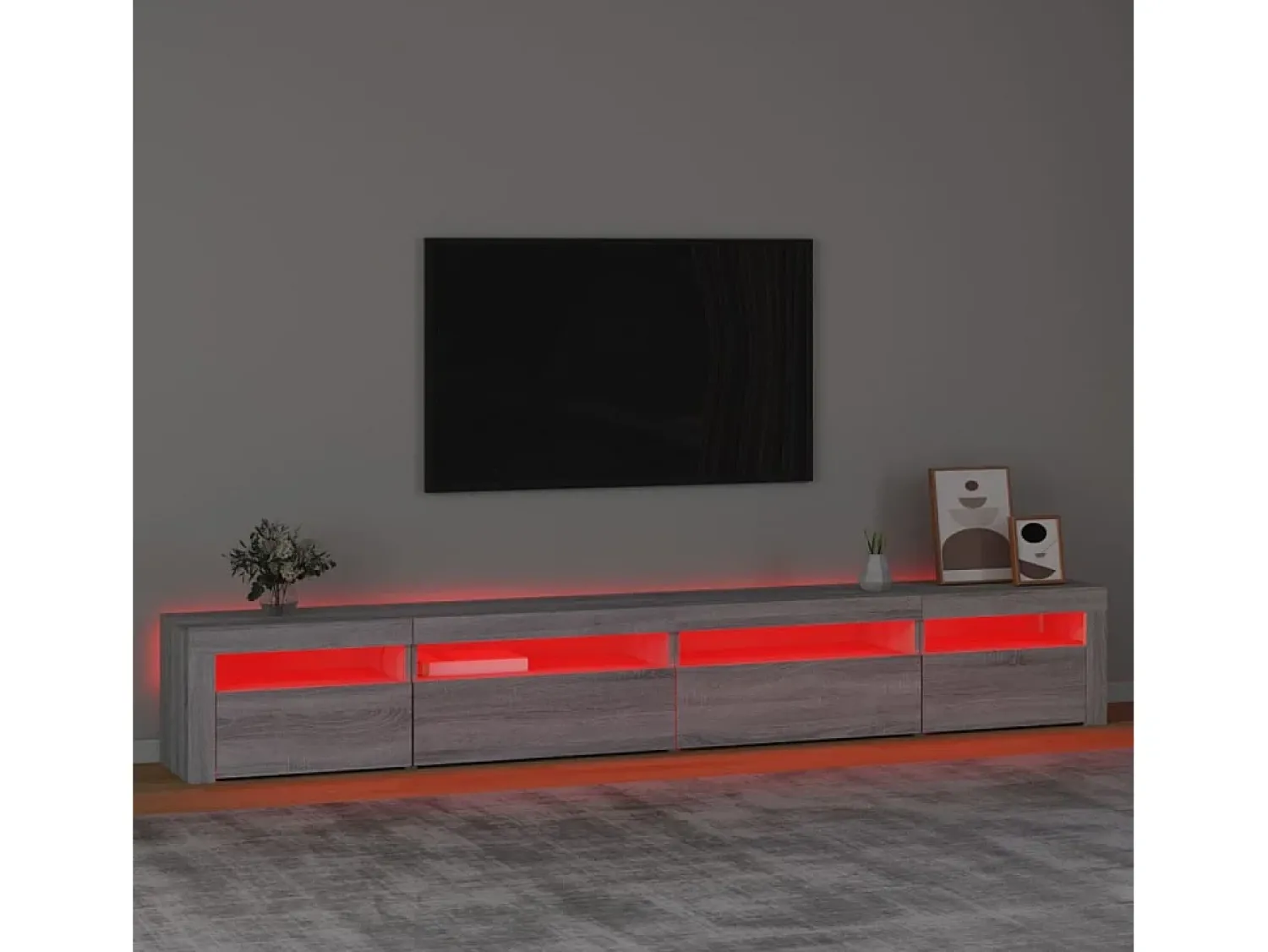 Móvel De Tv| Móvel de TV com luzes LED 270x35x40 cm sonoma cinza PT568386 Cinzento