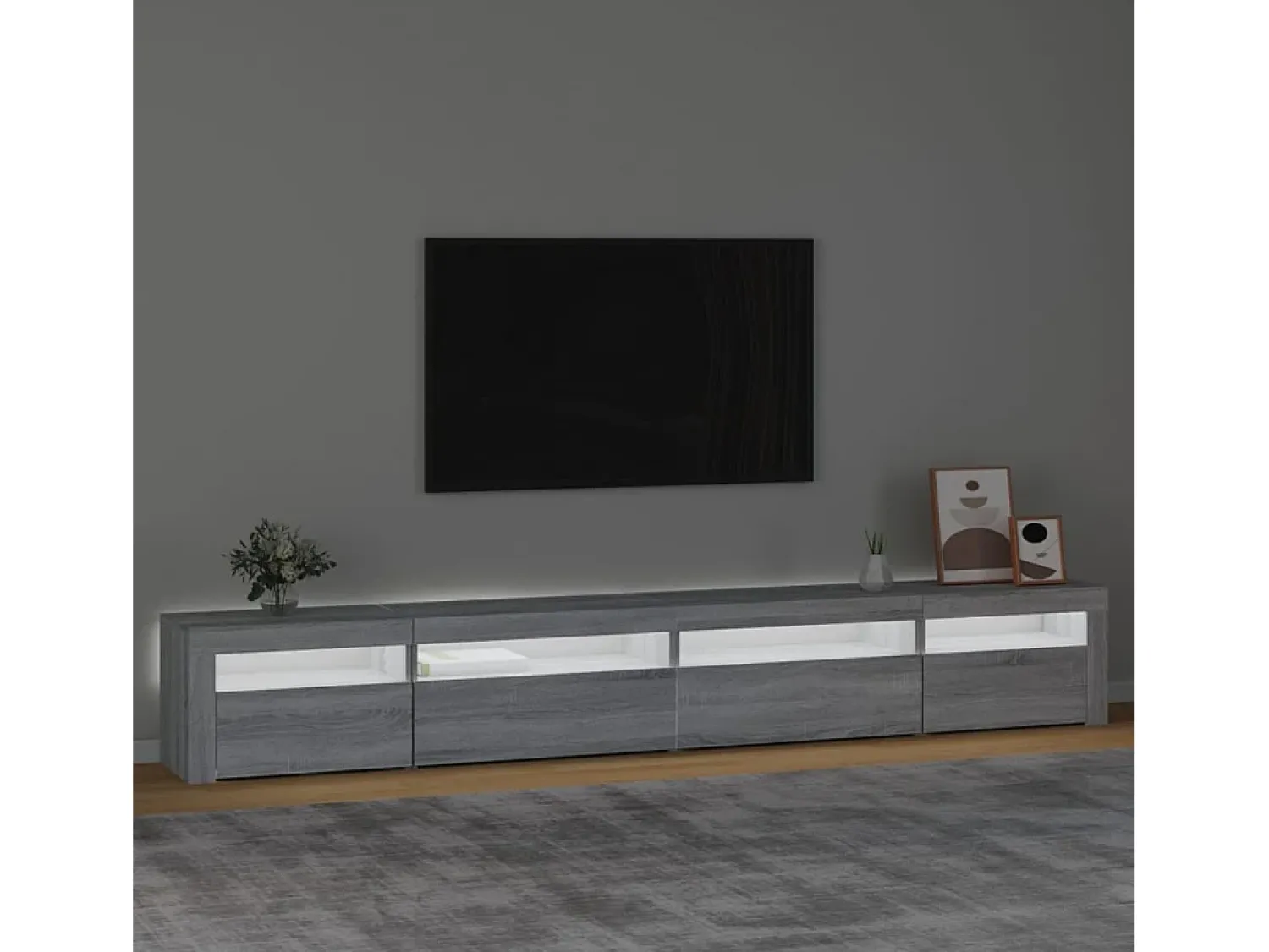 Móvel De Tv| Móvel de TV com luzes LED 270x35x40 cm sonoma cinza PT568386 Cinzento