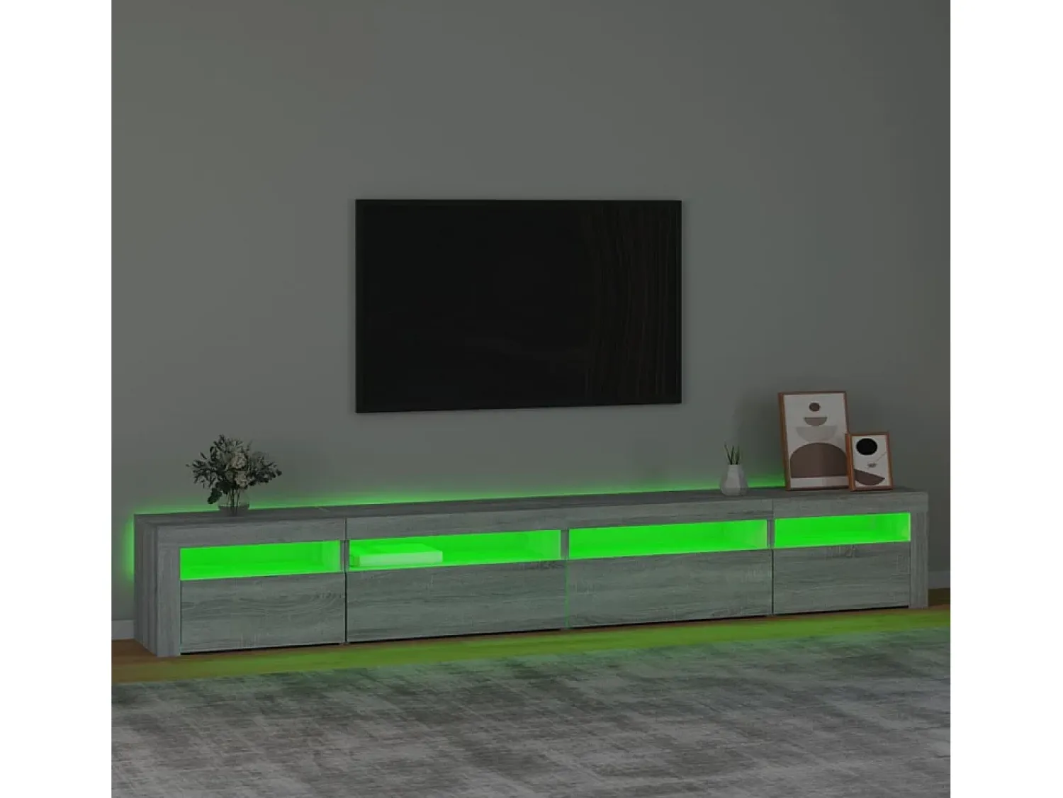 Móvel De Tv| Móvel de TV com luzes LED 270x35x40 cm sonoma cinza PT568386 Cinzento