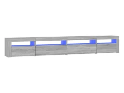 Móvel De Tv| Móvel de TV com luzes LED 270x35x40 cm sonoma cinza PT568386 Cinzento