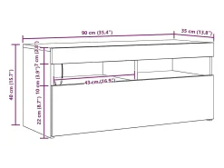Móvel De Tv|vidaxl Móvel de TV com luzes LED 90x35x40 cm Preto