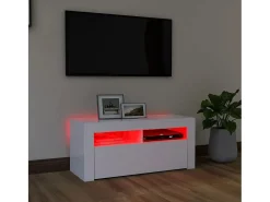 Móvel De Tv* Móvel de TV com luzes LED 90x35x40 cm PT509822 Branco