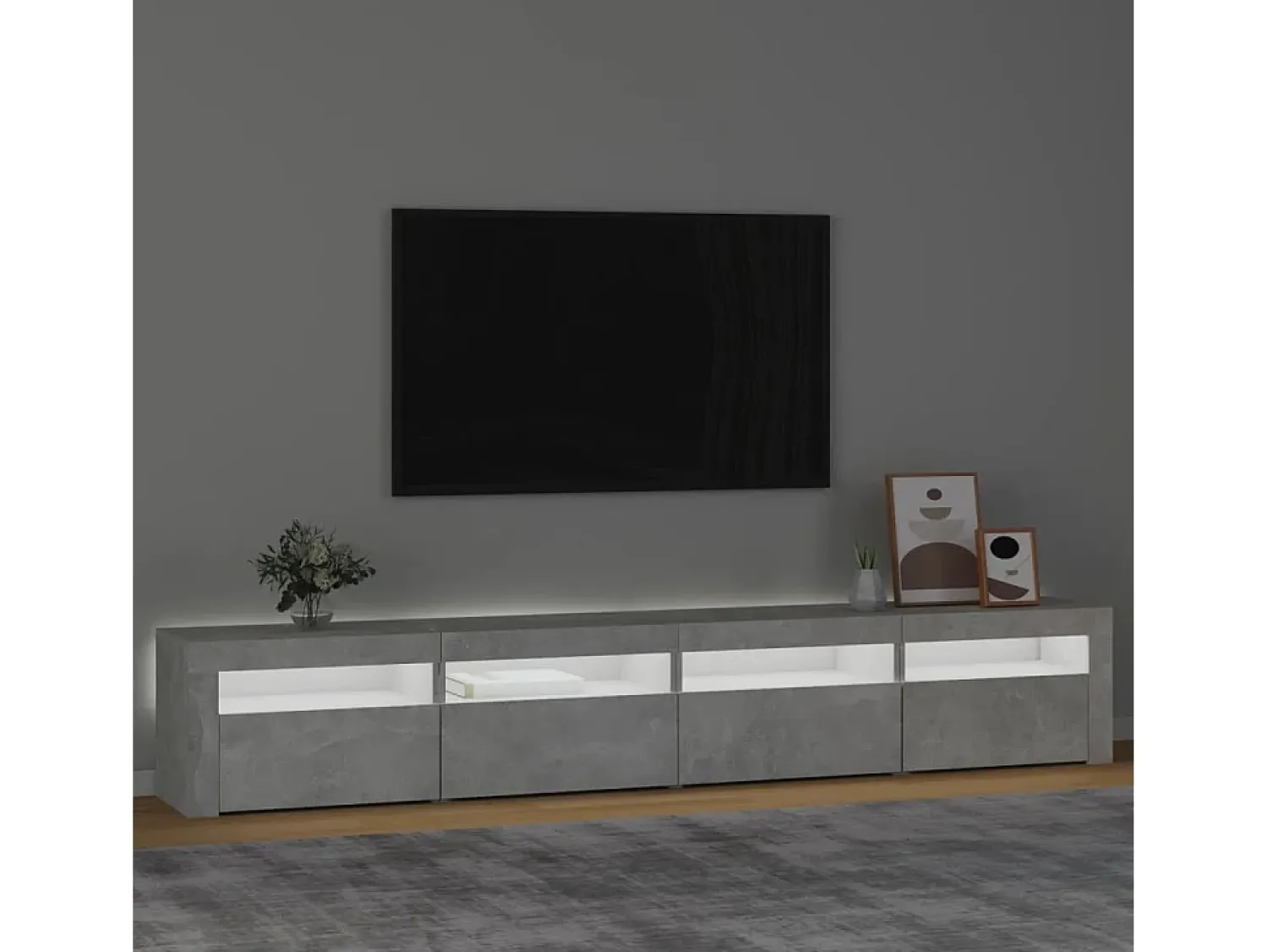 Outlet Móvel de TV com luzes LED 240x35x40 cm cimento PT484918 Cinzento