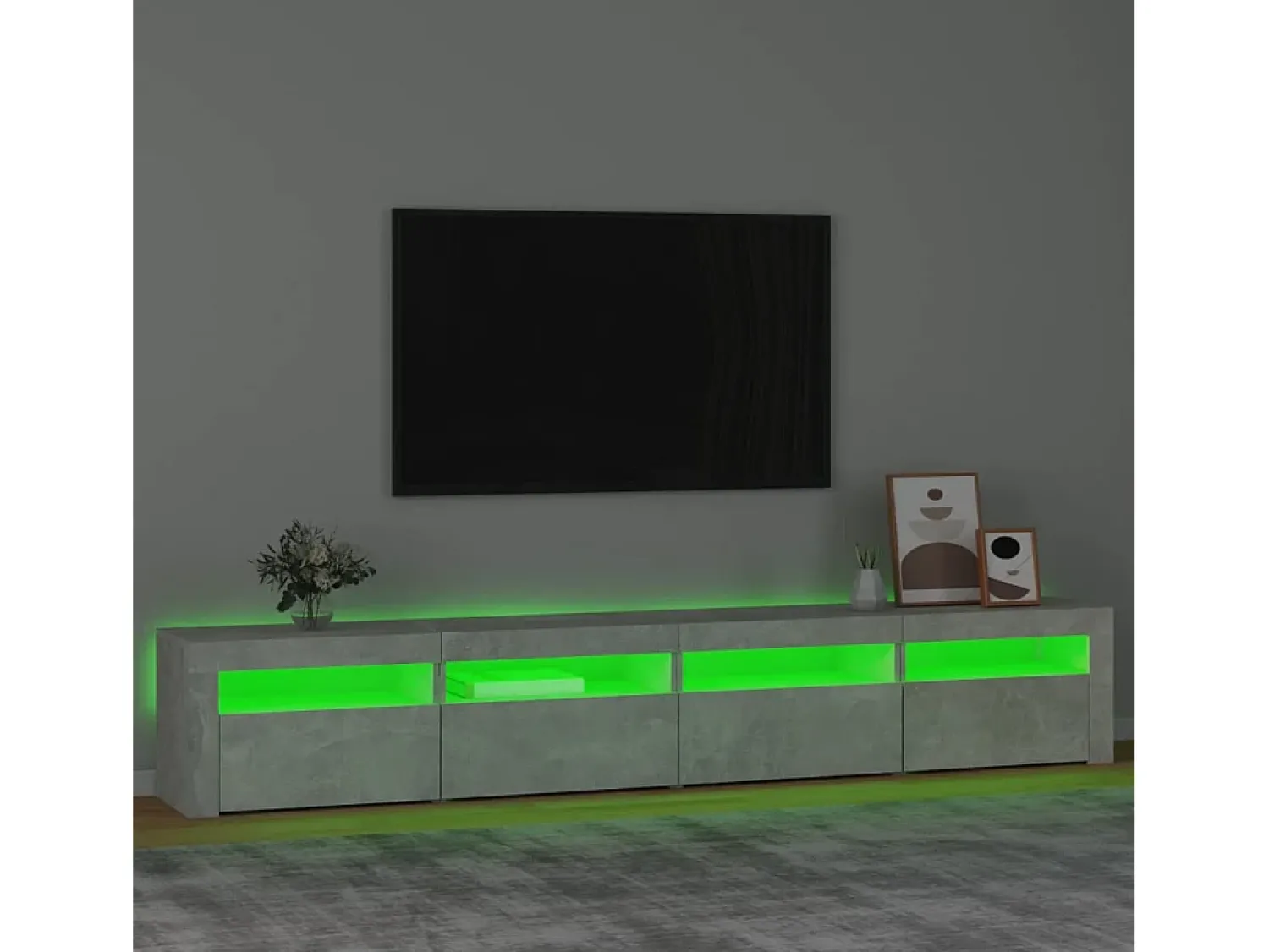 Outlet Móvel de TV com luzes LED 240x35x40 cm cimento PT484918 Cinzento