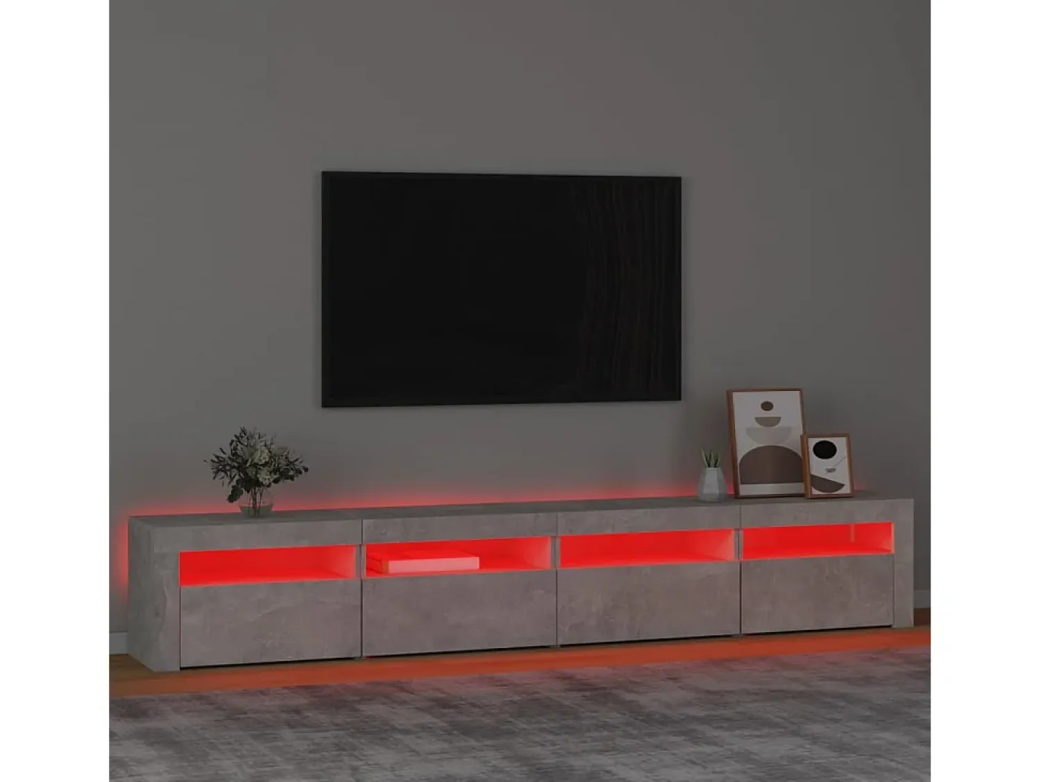 Outlet Móvel de TV com luzes LED 240x35x40 cm cimento PT484918 Cinzento