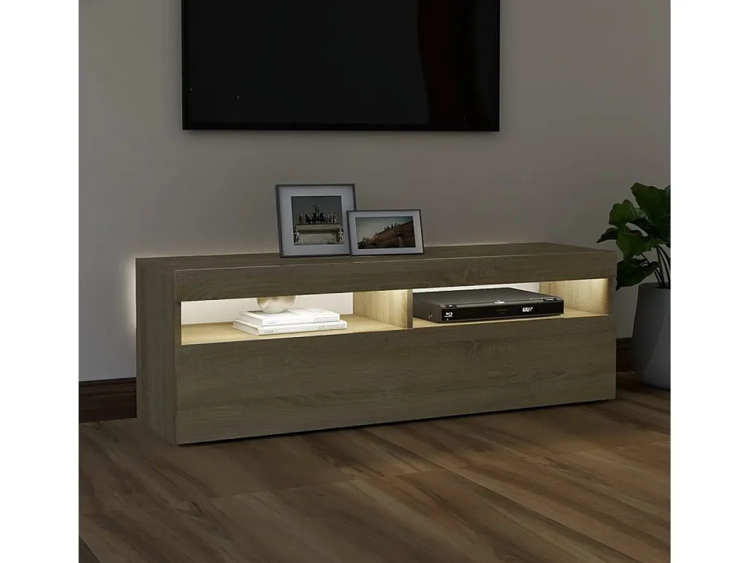 Móvel de TV com luzes LED 120x35x40 cm carvalho sonoma PT767155^ Móvel De Tv