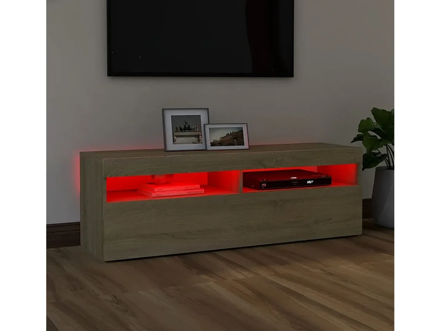 Móvel de TV com luzes LED 120x35x40 cm carvalho sonoma PT767155^ Móvel De Tv