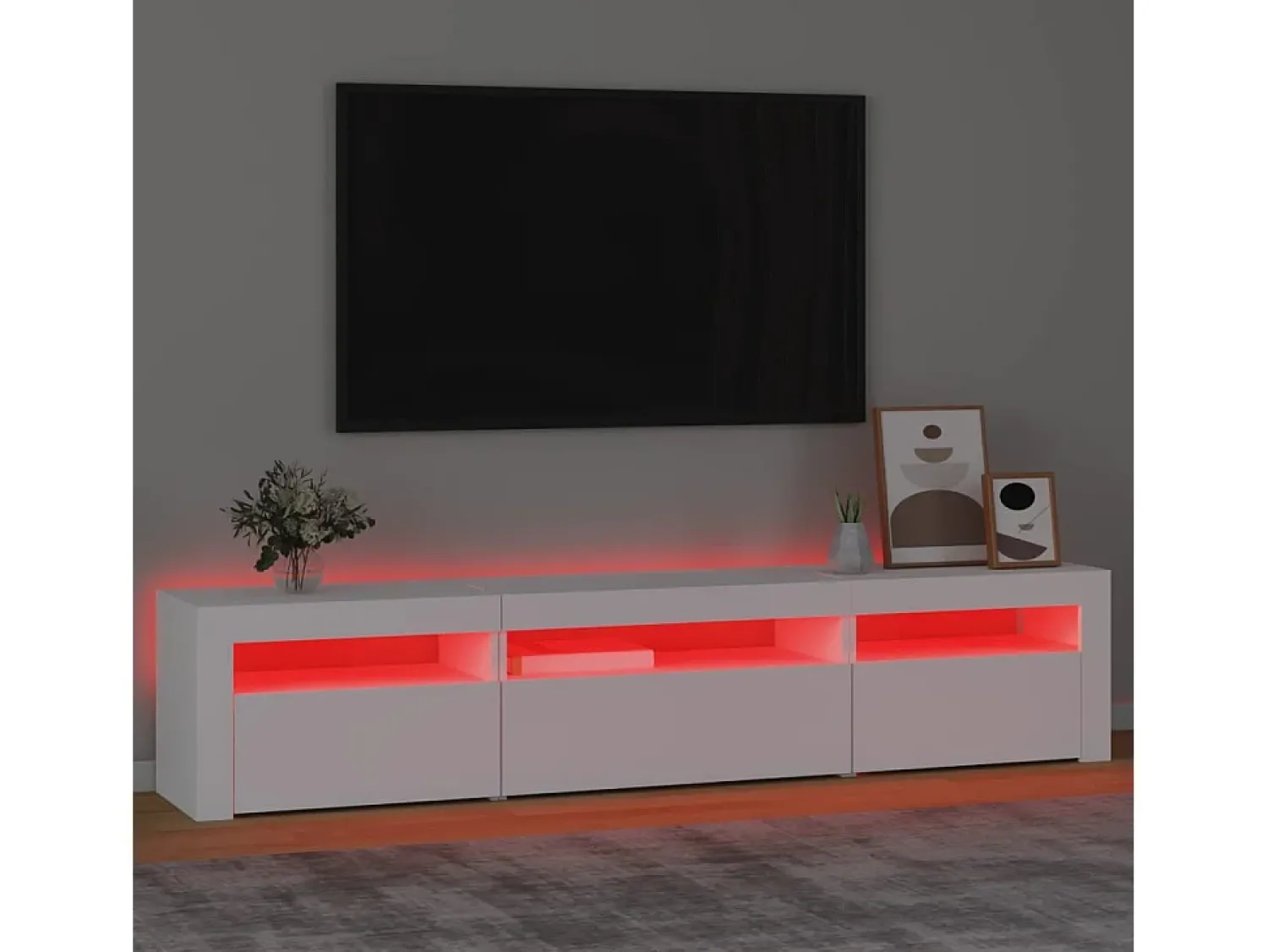Móvel De Tv* Móvel de TV com luzes LED 195x35x40 cm PT322804 Branco