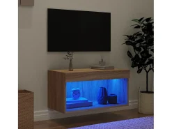 Móvel De Tv| Móvel de TV com luzes LED 60x30x30 cm carvalho sonoma PT161152 Castanho