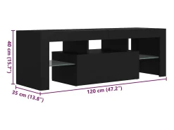 Móvel De Tv*vidaxl Móvel de TV com luzes LED 120x35x40 cm Preto