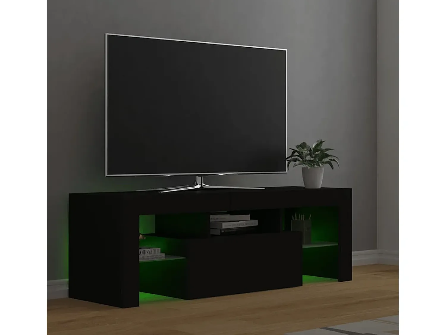 Móvel De Tv*vidaxl Móvel de TV com luzes LED 120x35x40 cm Preto