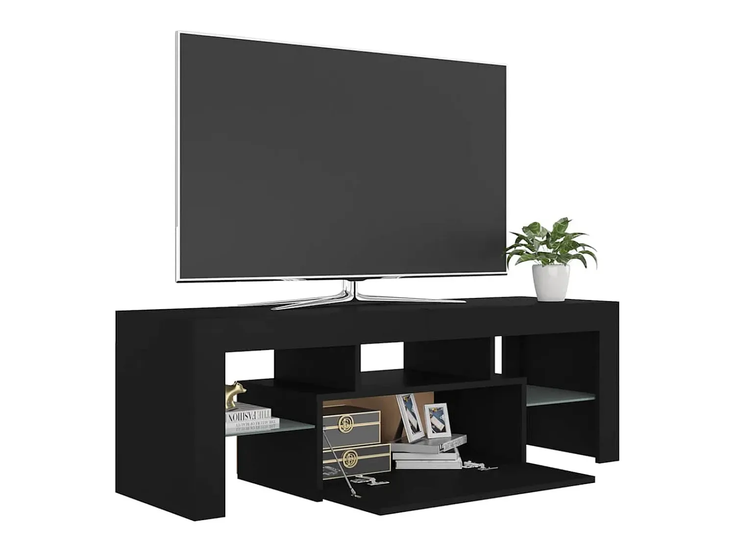 Móvel De Tv*vidaxl Móvel de TV com luzes LED 120x35x40 cm Preto