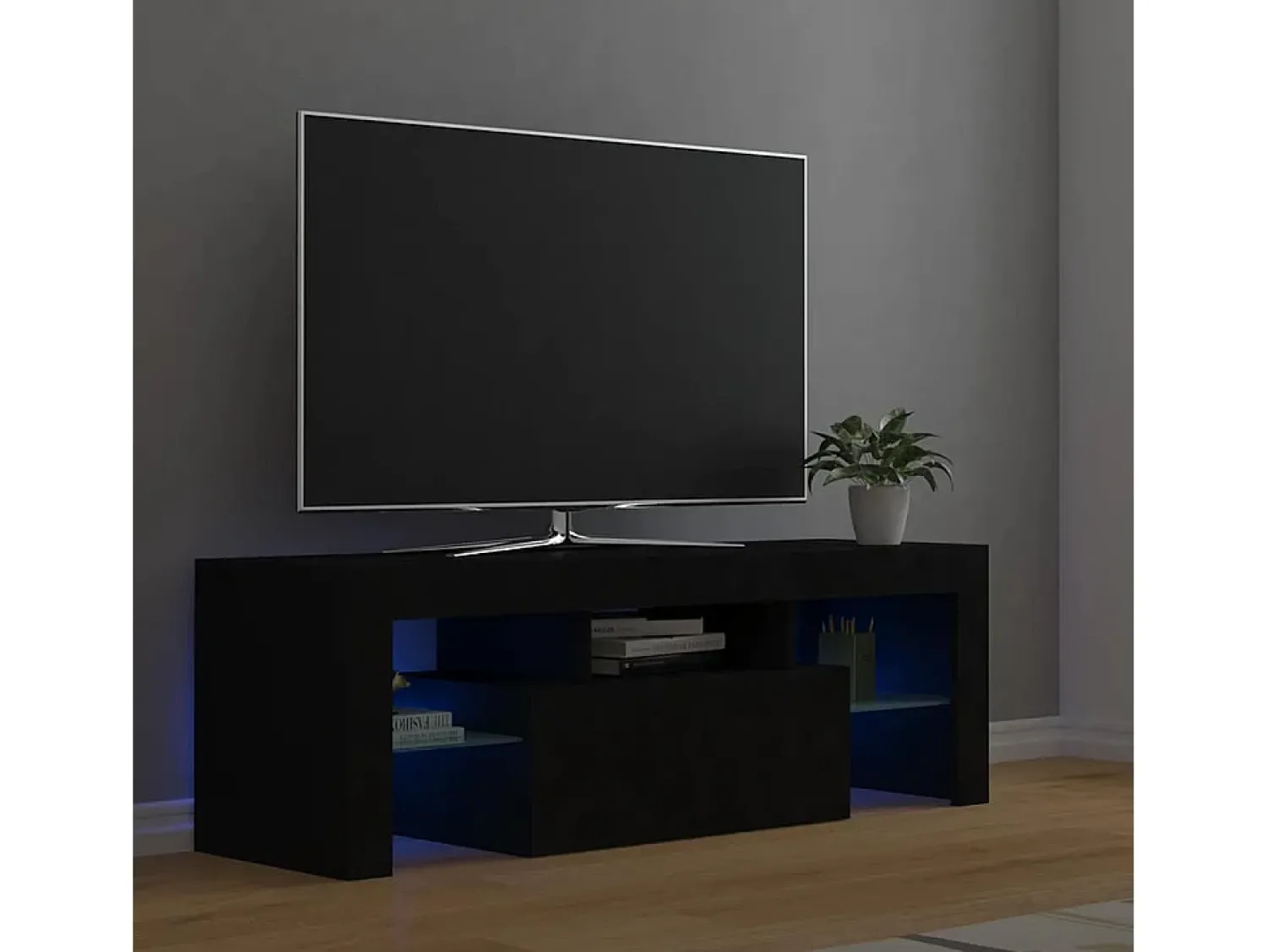 Móvel De Tv*vidaxl Móvel de TV com luzes LED 120x35x40 cm Preto