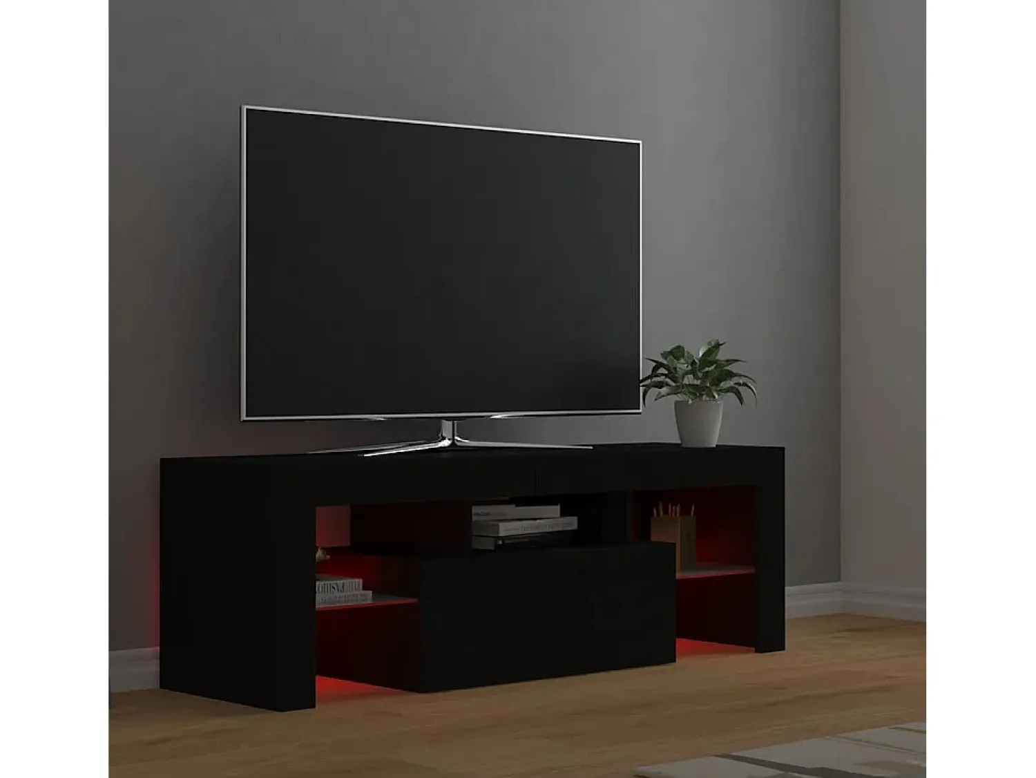 Móvel De Tv*vidaxl Móvel de TV com luzes LED 120x35x40 cm Preto