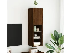 Móvel De Tv* Móvel de TV com luzes LED 30,5x30x102 cm carvalho PT392057 Castanho