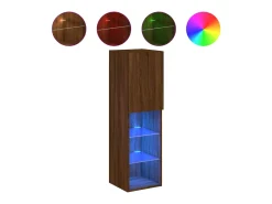 Móvel De Tv* Móvel de TV com luzes LED 30,5x30x102 cm carvalho PT392057 Castanho