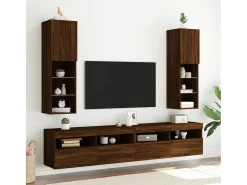 Móvel De Tv* Móvel de TV com luzes LED 30,5x30x102 cm carvalho PT392057 Castanho