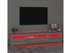 Móvel de TV com luzes LED 210x35x40 cm sonoma cinza PT522862^ Móvel De Tv