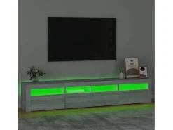 Móvel de TV com luzes LED 210x35x40 cm sonoma cinza PT522862^ Móvel De Tv