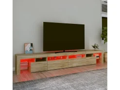 Móvel De Tv| Móvel de TV com luzes LED 260x36,5x40 cm carvalho sonoma PT616591 Castanho