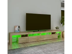 Móvel De Tv| Móvel de TV com luzes LED 260x36,5x40 cm carvalho sonoma PT616591 Castanho