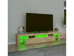 Móvel De Tv* Móvel de TV com luzes LED 200x36,5x40 cm carvalho sonoma PT807165 Castanho