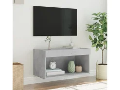 Móvel De Tv| Móvel de TV com luzes LED 60x30x30 cm cimento PT582751 Cinzento