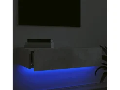 Móvel De Tv| Móvel de TV com luzes LED 60x35x15,5 cm cinzento cimento PT560516 Cinzento claro