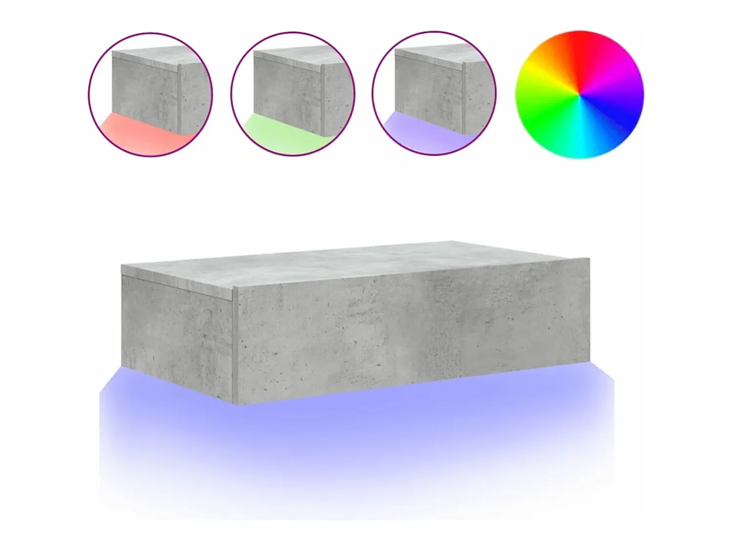 Móvel De Tv| Móvel de TV com luzes LED 60x35x15,5 cm cinzento cimento PT560516 Cinzento claro