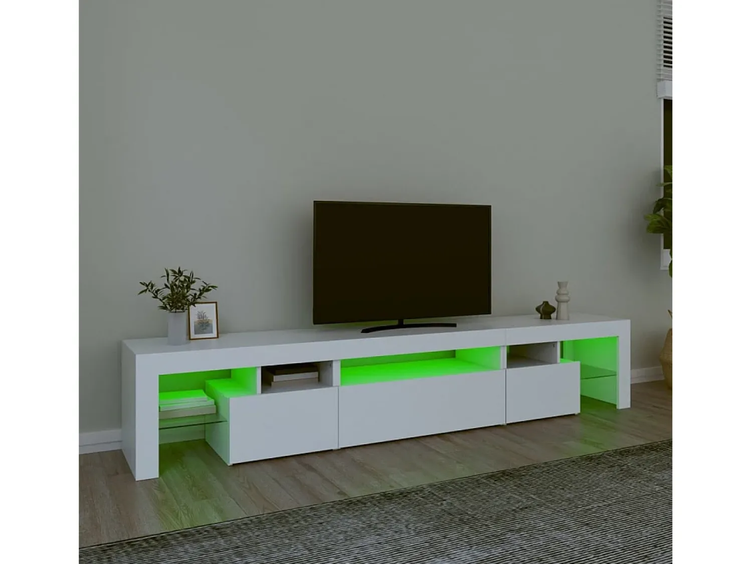Móvel de TV com luzes LED 215x36,5x40 cm PT712951 Branco