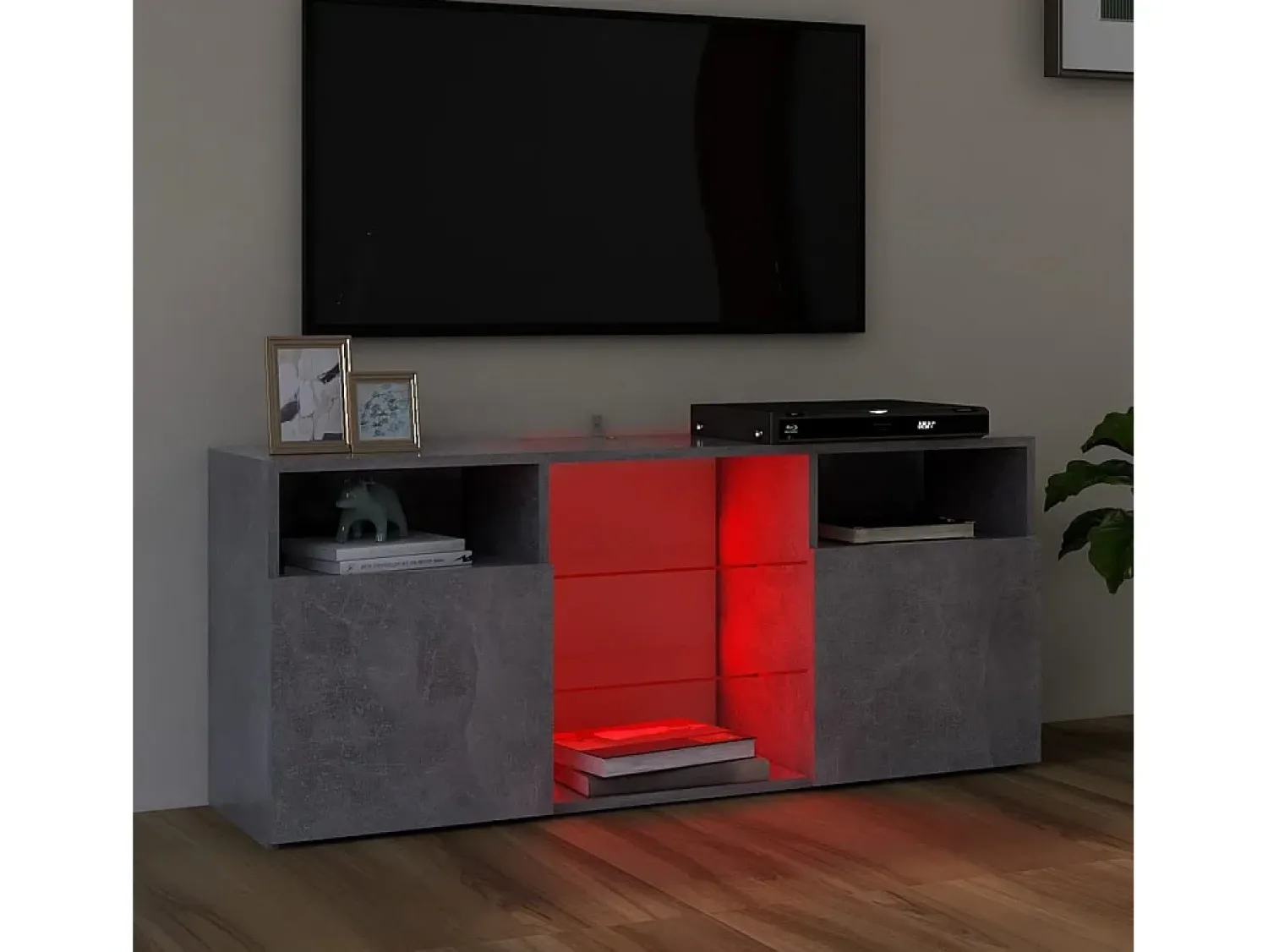 New Móvel de TV com luzes LED 120x30x50 cm cimento PT459688 Cinzento