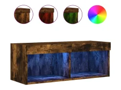 Móvel De Tv* Móvel de TV com luzes LED 80x30x30 cm carvalho fumado PT911167 Castanho