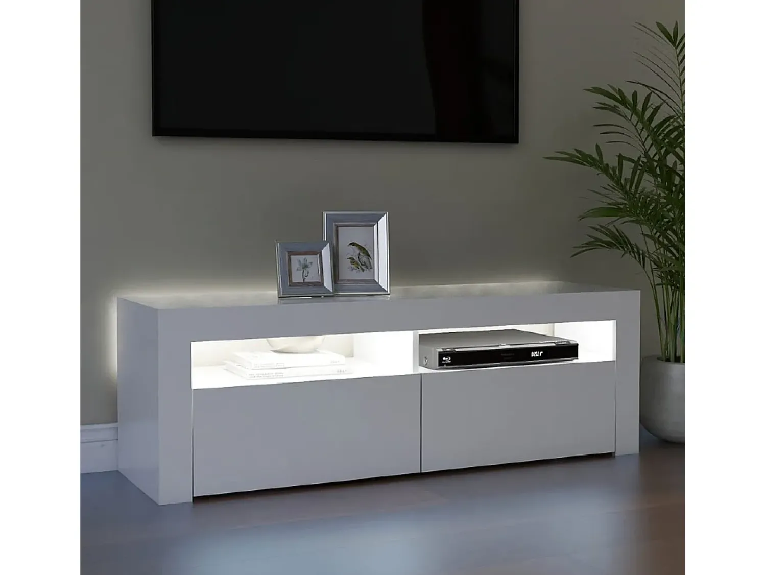 Móvel de TV com luzes LED 120x35x40 cm PT537566 Branco