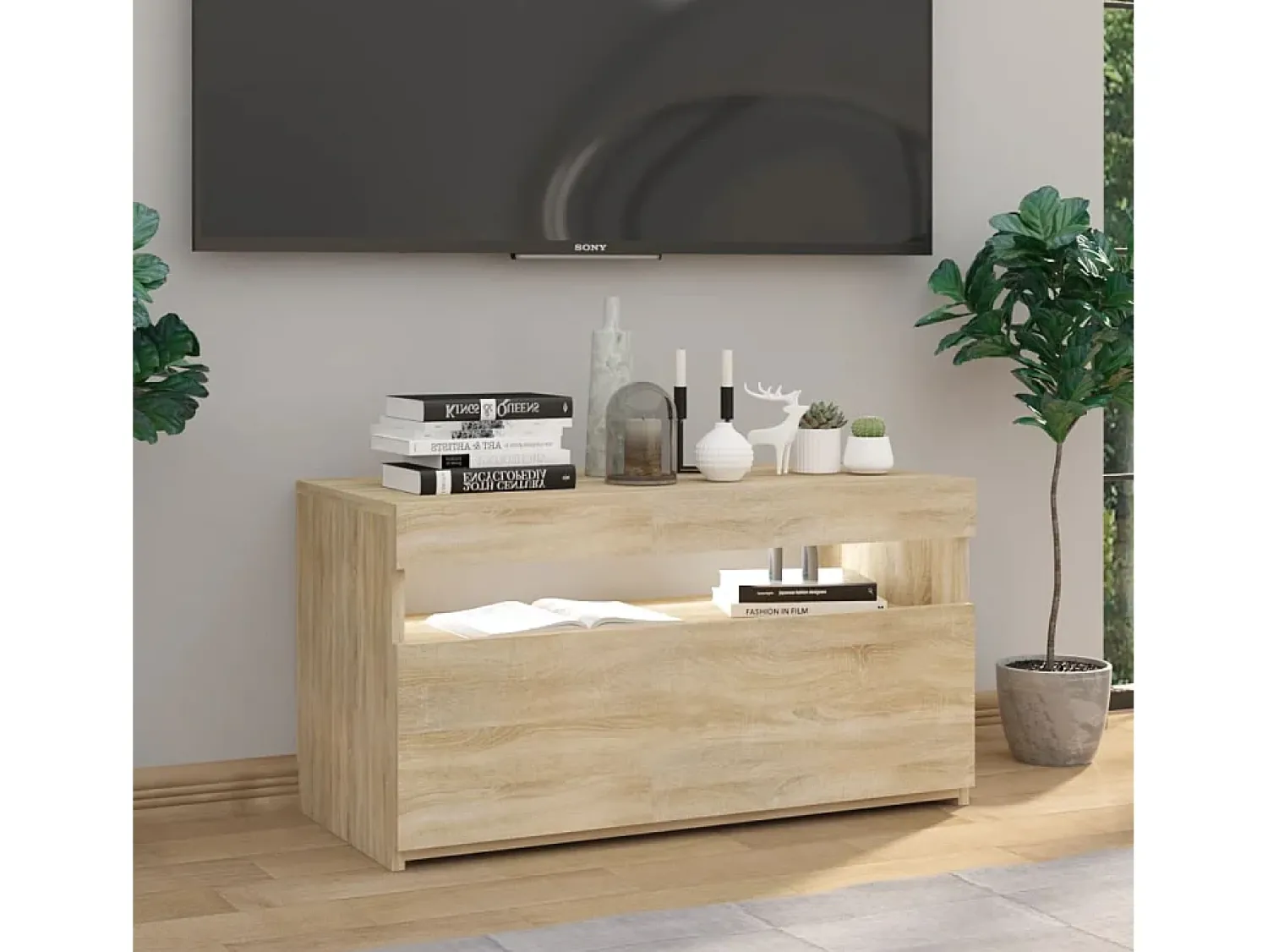 Online Móvel de TV com luzes LED 75x35x40 cm carvalho sonoma PT807079 Castanho