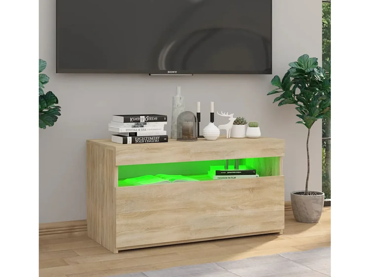 Online Móvel de TV com luzes LED 75x35x40 cm carvalho sonoma PT807079 Castanho
