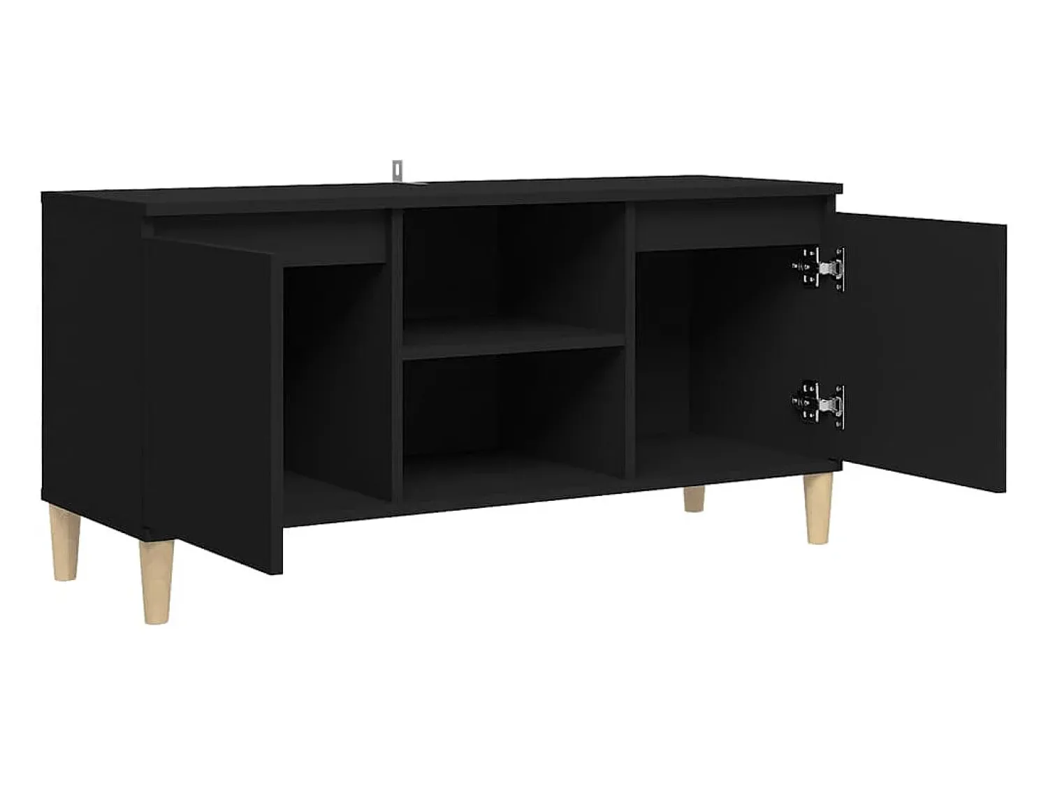 Móvel De Tv|vidaxl Móvel de TV com pernas de madeira maciça 103,5x35x50 cm Preto