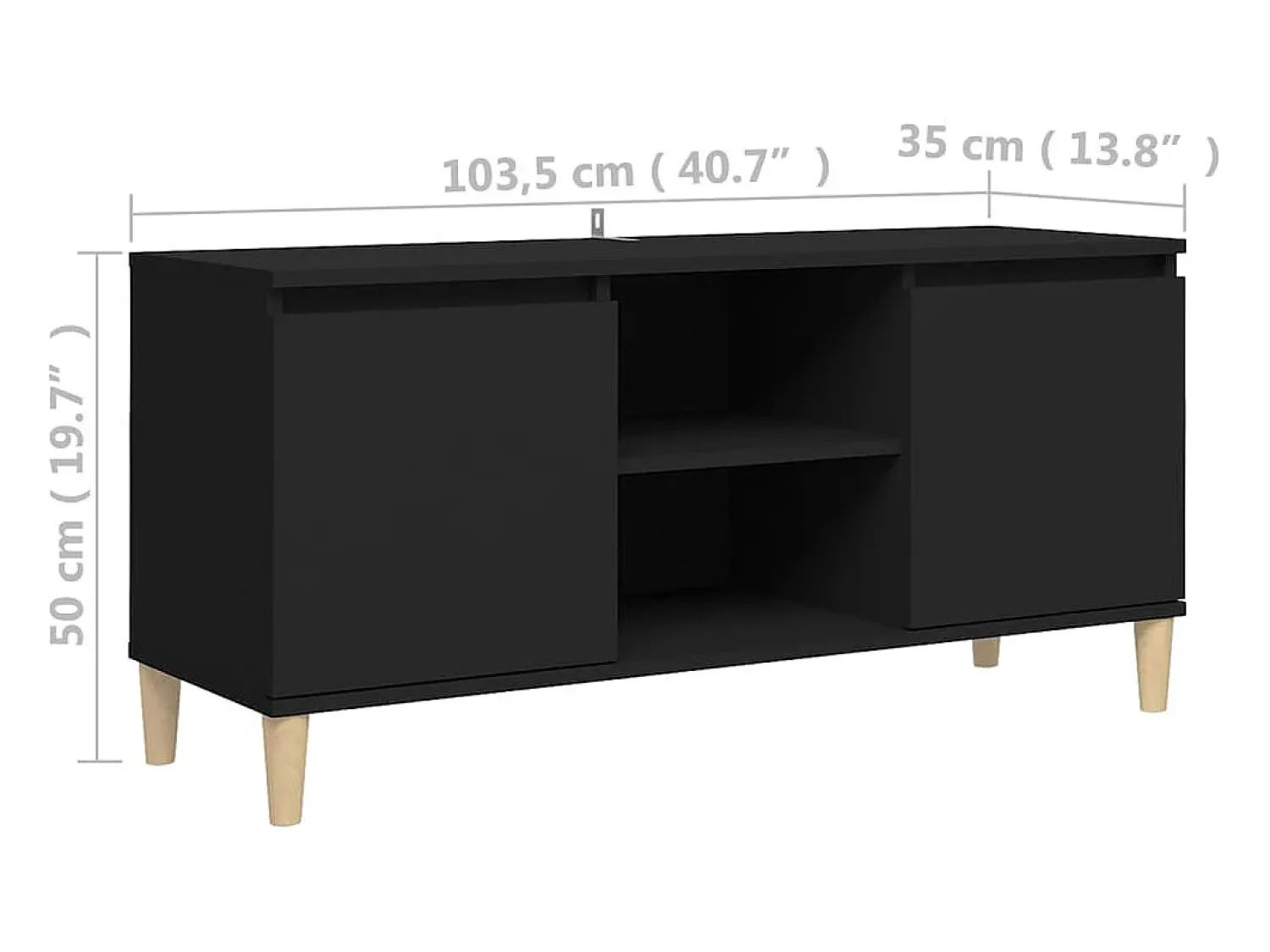 Móvel De Tv|vidaxl Móvel de TV com pernas de madeira maciça 103,5x35x50 cm Preto