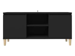 Clearance Móvel de TV com pernas de madeira maciça 103,5x35x50 cm PT239646 Preto