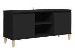 Clearance Móvel de TV com pernas de madeira maciça 103,5x35x50 cm PT239646 Preto