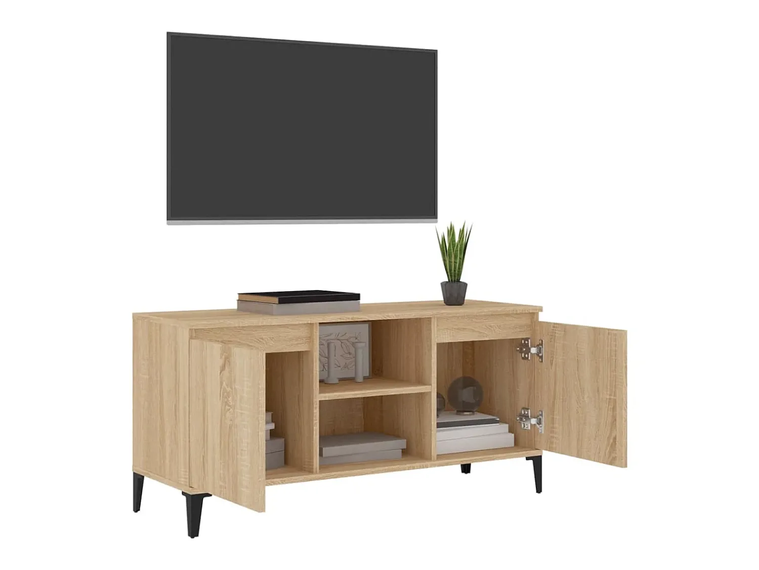 Móvel De Tv* Móvel de TV com pernas em metal 103,5x35x50 cm carvalho sonoma PT569931 Castanho