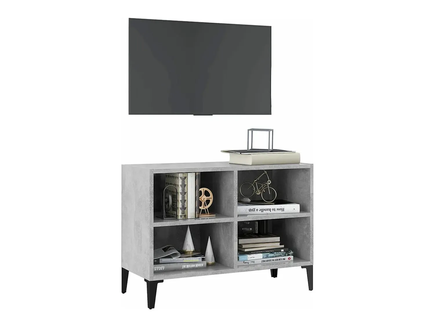 Móvel De Tv* Móvel de TV com pernas em metal 69,5x30x50 cm cimento PT481951 Cinzento