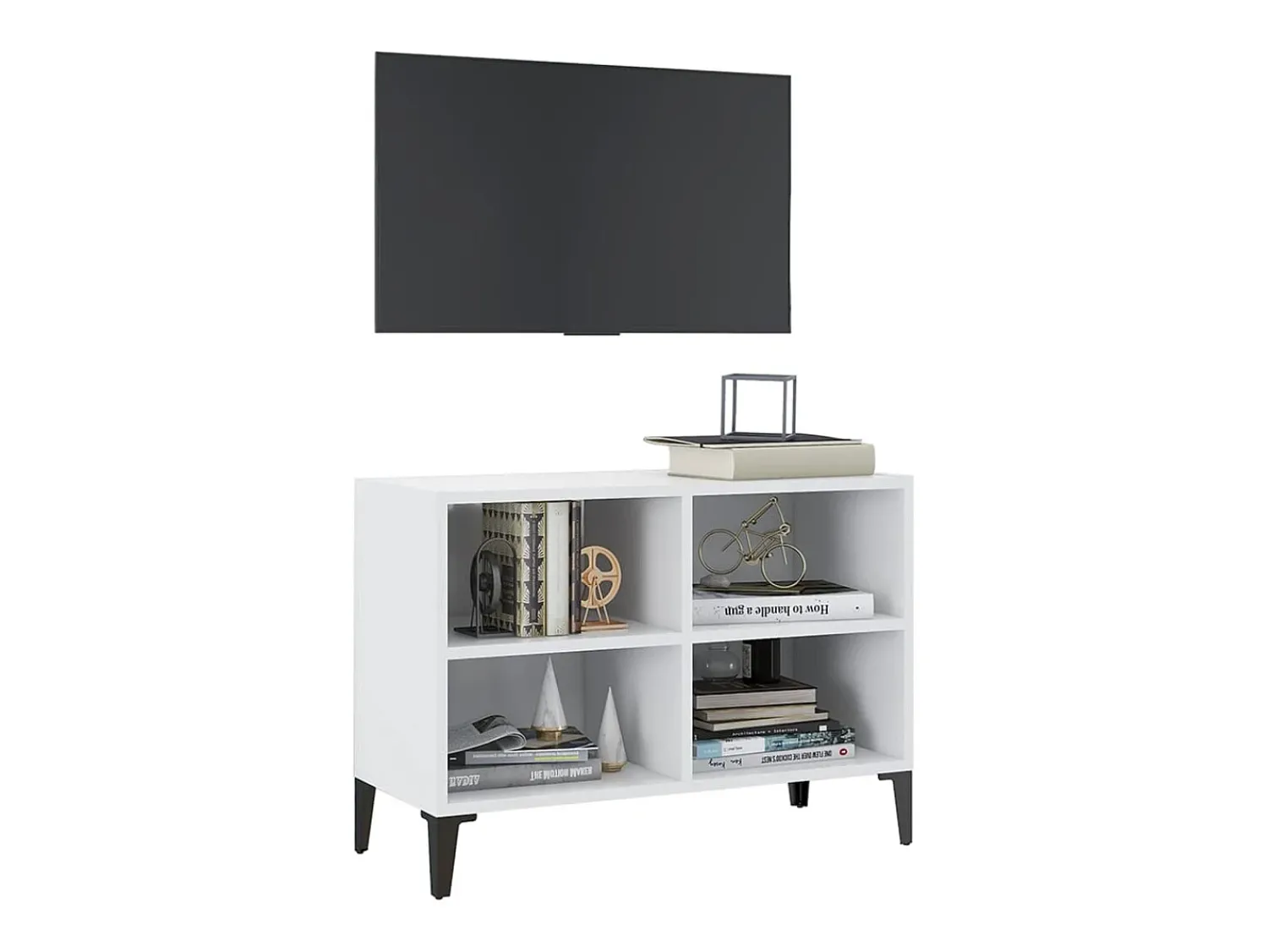 Móvel De Tv| Móvel de TV com pernas em metal 69,5x30x50 cm PT863036 Branco
