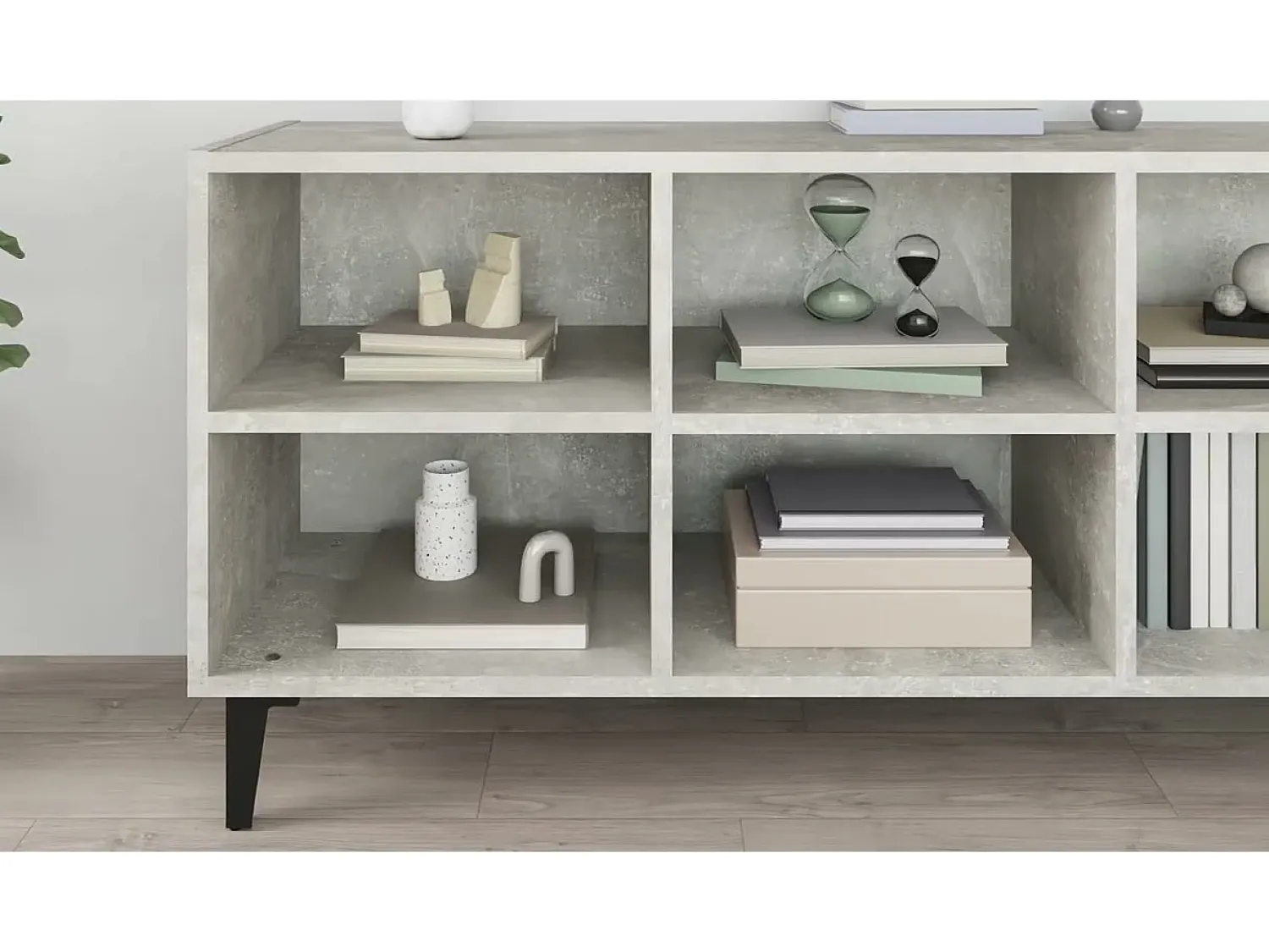 Clearance vidaxl Móvel de TV com pernas em metal 103,5x30x50 cm cimento Cinzento