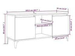 vidaxl Móvel de TV com pernas em metal 103,5x35x50 cm carvalho sonoma^ Móvel De Tv