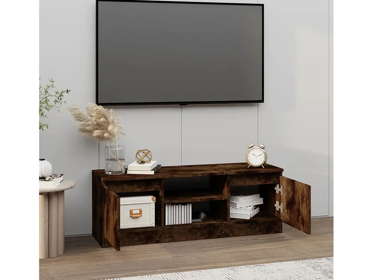 Móvel De Tv* Móvel de TV com porta 102x30x36 cm carvalho fumado PT994638 Castanho